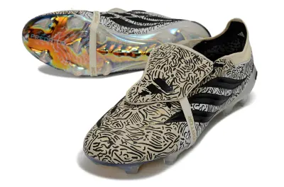 Adidas Predator 26 Elite Fold-Over Tongue FG Firm Ground Soccer Cleats - Beige/Desert Sand/Blackout
