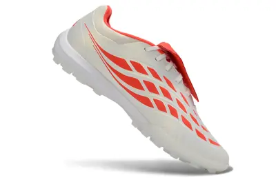 Adidas Predator 26 Elite Fold-Over Tongue TF Astro Turf Soccer Shoes - White/Coral Red/Soft Cream