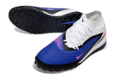 Nike Phantom 6 High Elite TF Astro Turf Soccer Shoes - Blue/Electric Blue/Fuchsia Pink