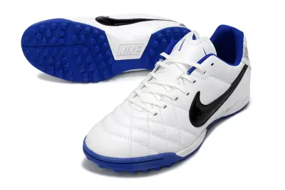 Nike Tiempo Ligera 5 Elite TF Astro Turf Soccer Shoes - White/Royal Blue/Black