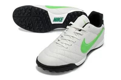 Nike Tiempo Ligera 5 Elite TF Astro Turf Soccer Shoes - Gray/Neon Green/Black