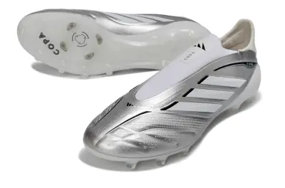 Adidas Copa Pure 4 Elite Laceless FG Firm Ground Soccer Cleats - Silver/Metallic Silver/Shiny White
