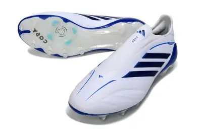 Adidas Copa Pure 4 Elite Laceless FG Firm Ground Soccer Cleats - White/Royal Blue/Light Blue