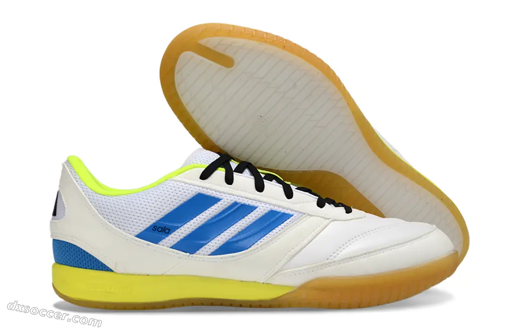 Adidas Top Sala Competition 2 IC Futsal Indoor Soccer Shoes - White/Sky Blue/Neon Green