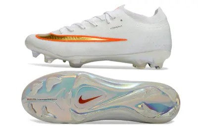 Nike Air Zoom Mercurial Vapor 17 Elite FG Firm Ground Soccer Cleats - White/Vibrant Orange/Metallic Gold
