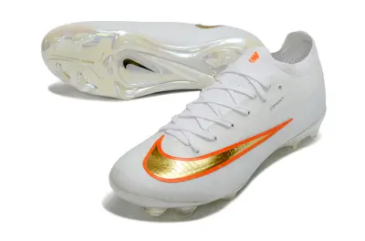 Nike Air Zoom Mercurial Vapor 17 Elite FG Firm Ground Soccer Cleats - White/Vibrant Orange/Metallic Gold
