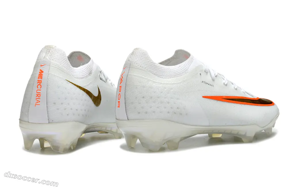 Nike Air Zoom Mercurial Vapor 17 Elite FG Firm Ground Soccer Cleats - White/Vibrant Orange/Metallic Gold
