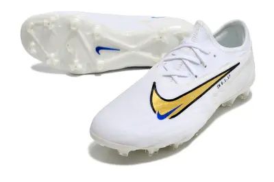 Nike Phantom GX Pro FG - White/Golden Accent/Blue Detailing