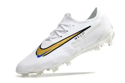 Nike Phantom GX Pro FG - White/Golden Accent/Blue Detailing