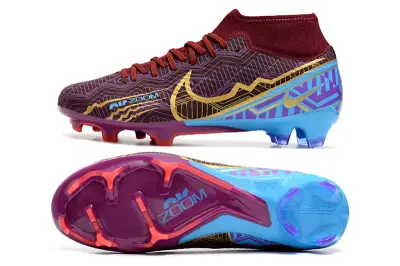 Nike Air Zoom Mercurial Superfly 9 Academy FG - Maroon/Vibrant Gold/Blue Splash