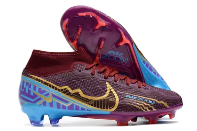 Nike Air Zoom Mercurial Superfly 9 Academy FG - Maroon/Vibrant Gold/Blue Splash