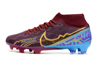 Nike Air Zoom Mercurial Superfly 9 Academy FG - Maroon/Vibrant Gold/Blue Splash