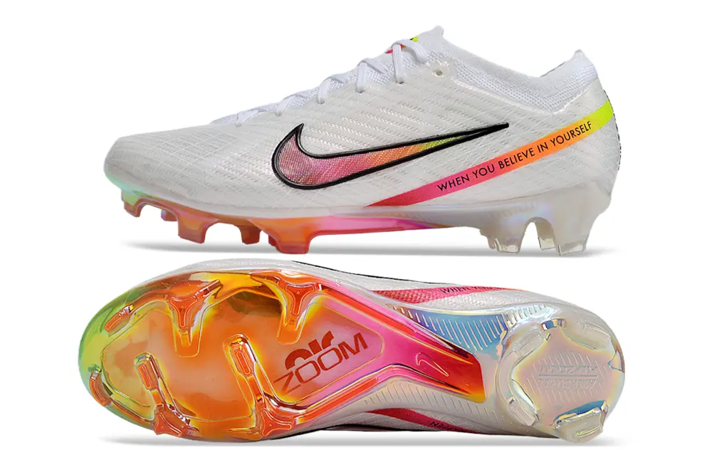 Nike Air Zoom Mercurial Vapor 15 Elite FG - White/Rainbow Fusion/Neon Reflection