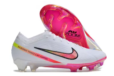 Nike Air Zoom Mercurial Vapor 15 Elite FG - White/Neon Pink/Chartreuse Yellow