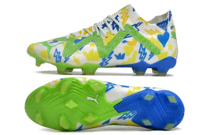 Neymar x Puma Future Ultimate FG - White/Vibrant Green/Blue Sky