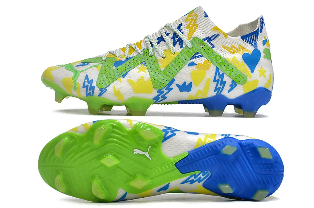 Neymar x Puma Future Ultimate FG - White/Vibrant Green/Blue Sky
