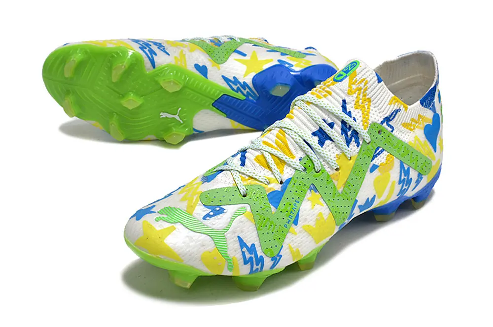 Neymar x Puma Future Ultimate FG - White/Vibrant Green/Blue Sky