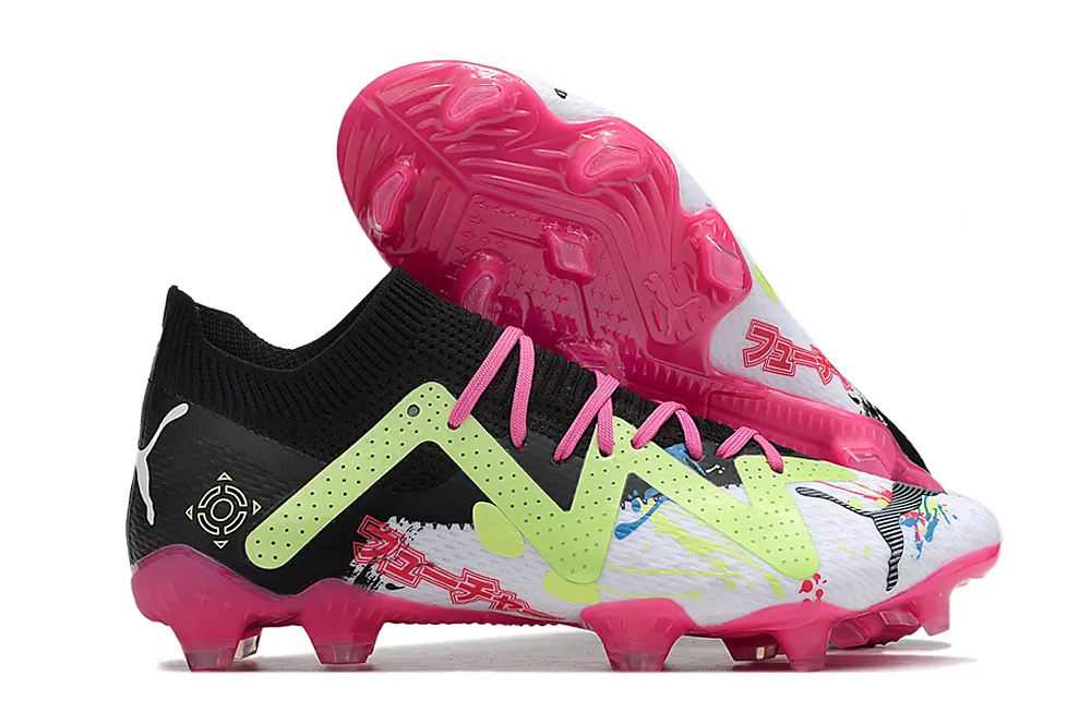PowerCat x Puma Future Ultimate FG - White/Neon Pink/Lime Green