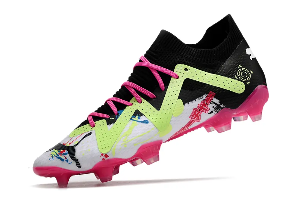 PowerCat x Puma Future Ultimate FG - White/Neon Pink/Lime Green