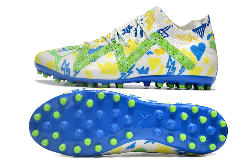 Puma Future Ultimate MG - White/Electric Green/Blue Burst