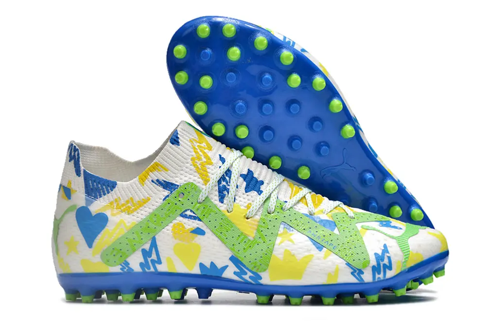 Puma Future Ultimate MG - White/Electric Green/Blue Burst