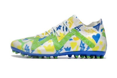Puma Future Ultimate MG - White/Electric Green/Blue Burst