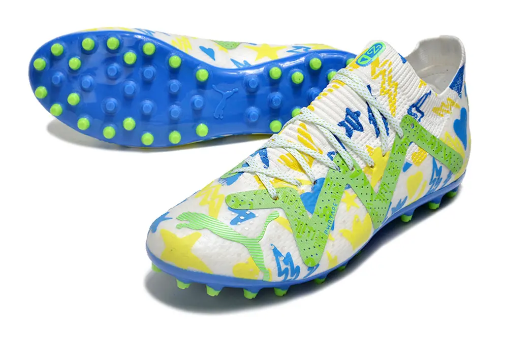 Puma Future Ultimate MG - White/Electric Green/Blue Burst