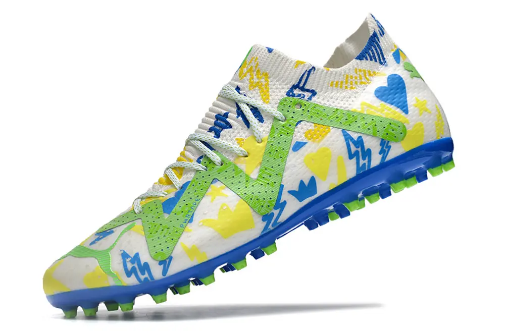 Puma Future Ultimate MG - White/Electric Green/Blue Burst