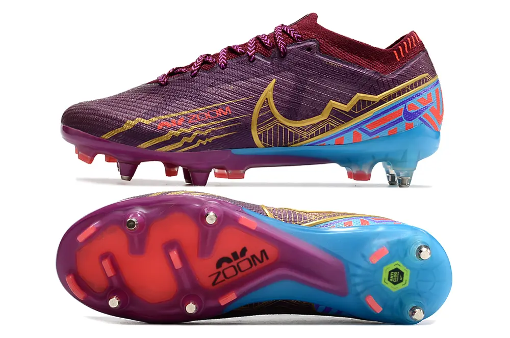 Nike Air Zoom Mercurial Vapor 15 Elite SG - Purple/Electric Blue/Gold