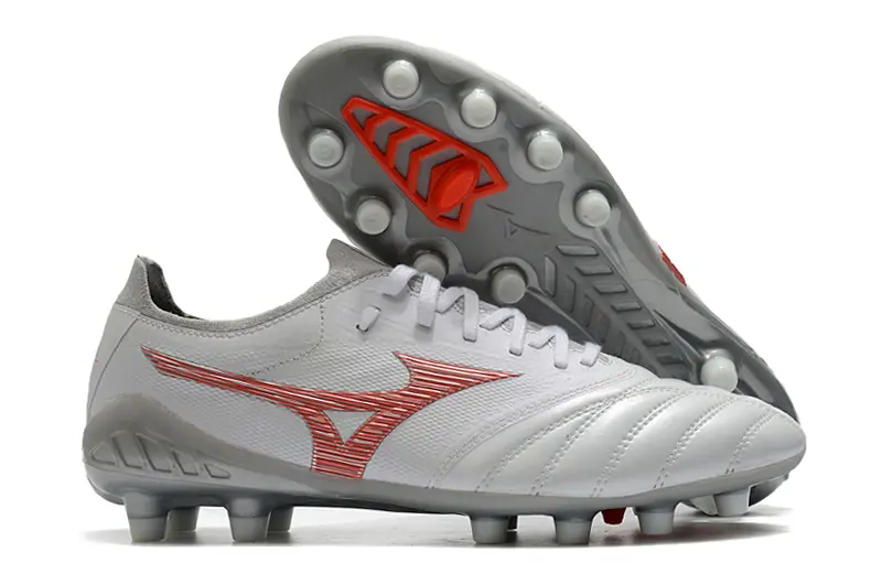 Mizuno Morelia Neo 3 Beta FG - White/Crimson Red/Grey Mist