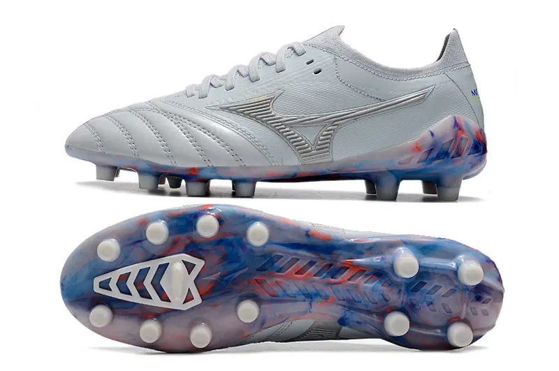 Mizuno Morelia Neo 3 Beta FG - Gray/Aqua Blue/Crimson Red