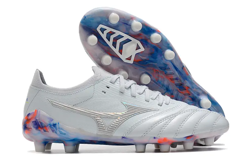 Mizuno Morelia Neo 3 Beta FG - Gray/Aqua Blue/Crimson Red