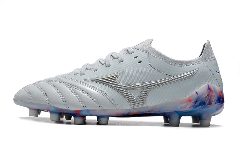 Mizuno Morelia Neo 3 Beta FG - Gray/Aqua Blue/Crimson Red