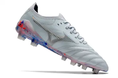 Mizuno Morelia Neo 3 Beta FG - Gray/Aqua Blue/Crimson Red