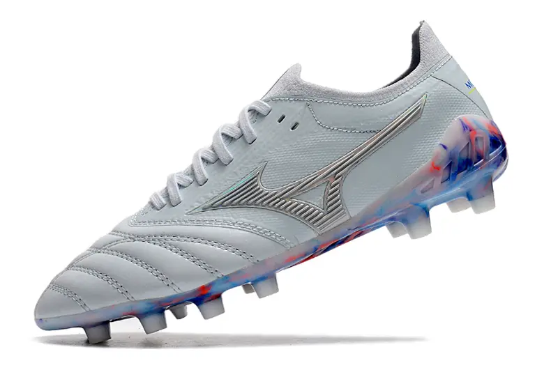 Mizuno Morelia Neo 3 Beta FG - Gray/Aqua Blue/Crimson Red