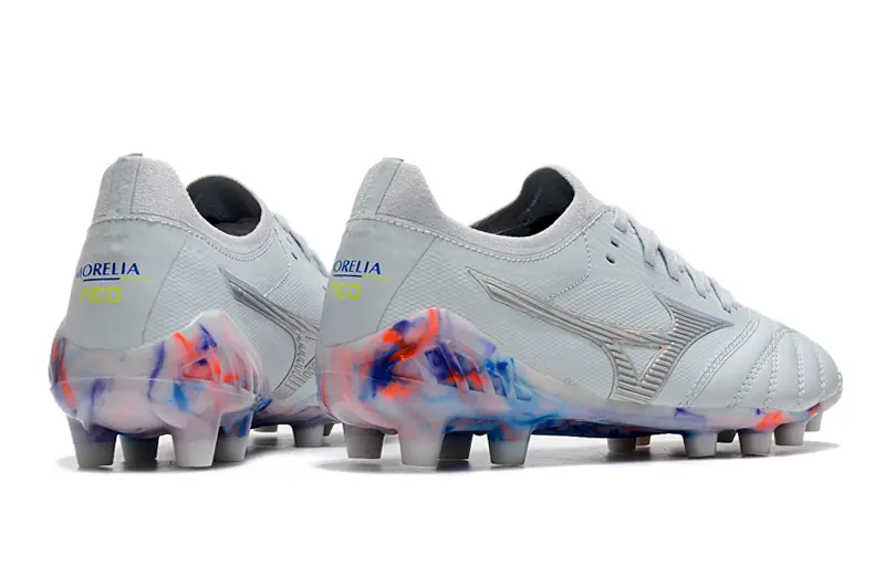 Mizuno Morelia Neo 3 Beta FG - Gray/Aqua Blue/Crimson Red