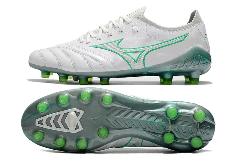 Mizuno Morelia Neo 3 Beta FG - White/Electric Green/Phantom Grey