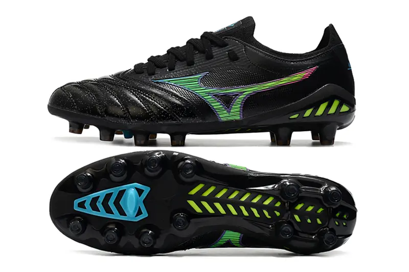 Mizuno Morelia Neo 3 Beta FG - Black/Electric Green/Blue Accent