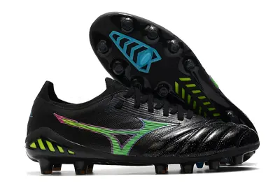Mizuno Morelia Neo 3 Beta FG - Black/Electric Green/Blue Accent