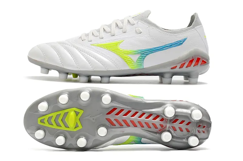 Mizuno Morelia Neo 3 Beta FG - White/Lime Green/Cyan Blue