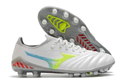 Mizuno Morelia Neo 3 Beta FG - White/Lime Green/Cyan Blue