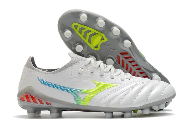 Mizuno Morelia Neo 3 Beta FG - White/Lime Green/Cyan Blue