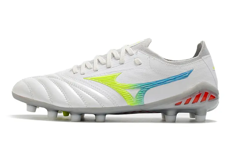 Mizuno Morelia Neo 3 Beta FG - White/Lime Green/Cyan Blue