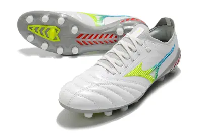 Mizuno Morelia Neo 3 Beta FG - White/Lime Green/Cyan Blue