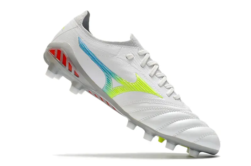 Mizuno Morelia Neo 3 Beta FG - White/Lime Green/Cyan Blue