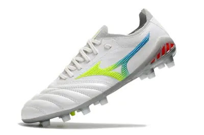 Mizuno Morelia Neo 3 Beta FG - White/Lime Green/Cyan Blue