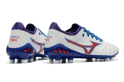 Mizuno Morelia Neo 3 Beta FG - White/Royal Blue/Crimson Red