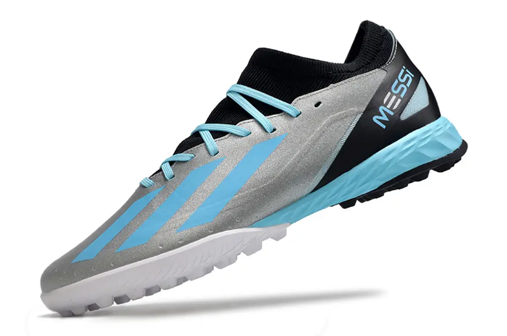 Messi x Adidas X Crazyfast.3 TF - Silver/Sky Blue/Sapphire Black
