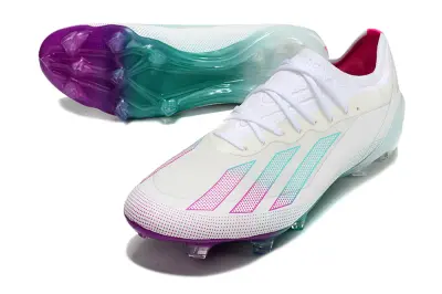 Adidas X Crazyfast.1 FG Firm Ground Soccer Cleats - White/Aqua Mist/Purple Haze