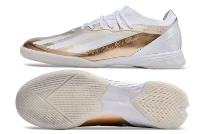 Messi x Adidas X Crazyfast.1 IC - White/Metallic Gold/White Sparkle